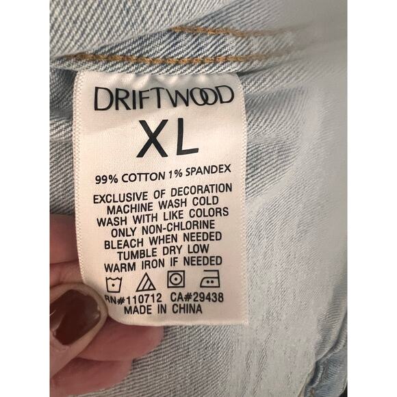 Driftwood Daisy Embroidered Denim Jean Jacket XL New - Picture 7 of 9